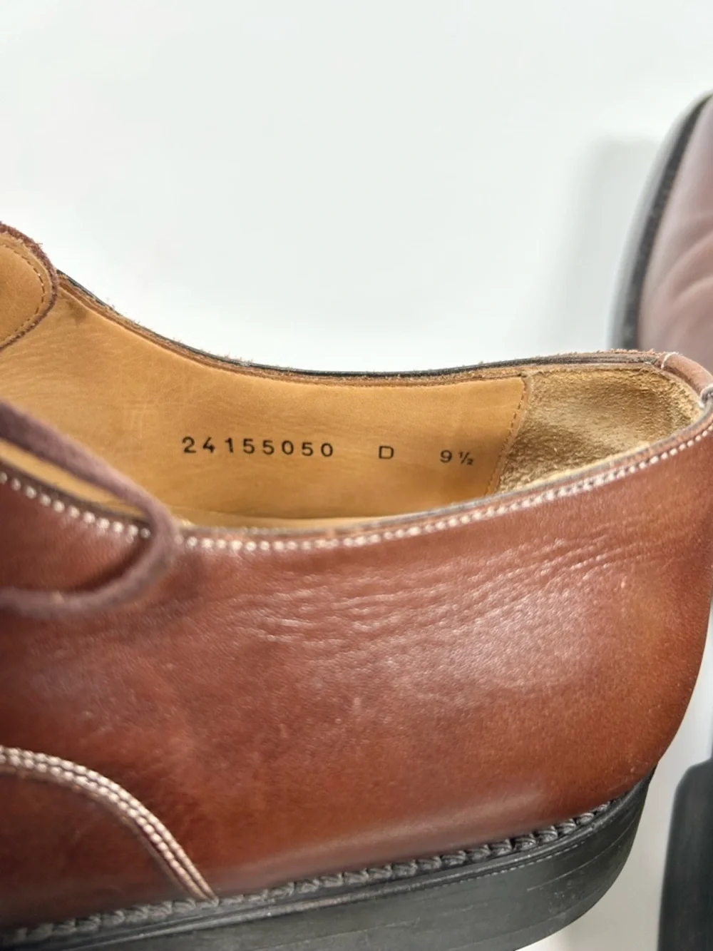 Santoni Brown Oxford Men’s 9.5 Pointed Square Toe Lace Up‎ Made in Italy Leather